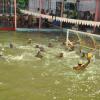 Snapshot of a water polo match at the All India Centenary Aquatic Meet